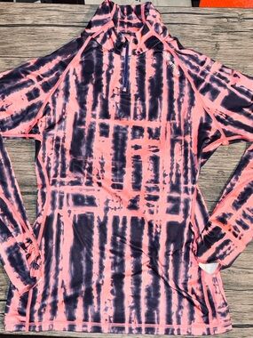 Under Armour Pink and Purply Tie-Dye Quarter-Zip Long Sleeve Top